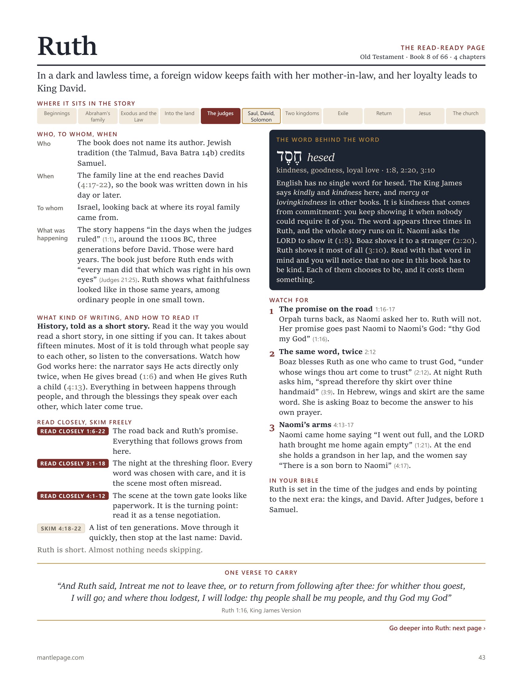 The Read-Ready page of Ruth, print edition